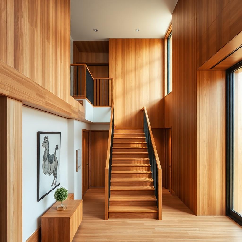 Warm wood craftsmanship and carefully finished interior details